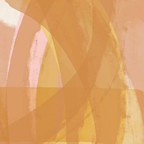 Moderne vormen en lijnen in okergeel en roze