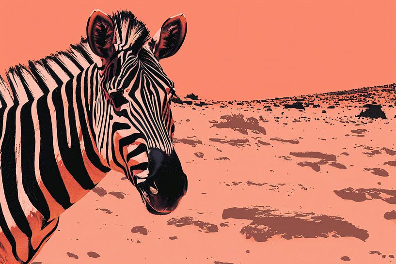Digitale kunst van een zebra in de natuur van Art & Soul Creations