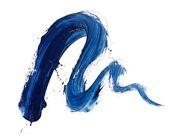 Single Blue Paint Stroke on White Background