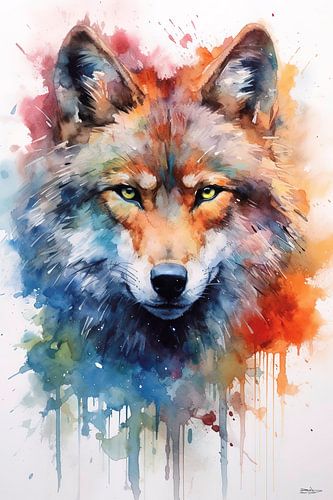 Abstrakte bunte Aquarelle von Tieren.