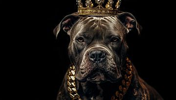 Pitbull koning met kroon panorama van TheXclusive Art