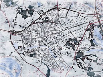 Kaart van Wijchen in de stijl 'White Winter' van Maporia