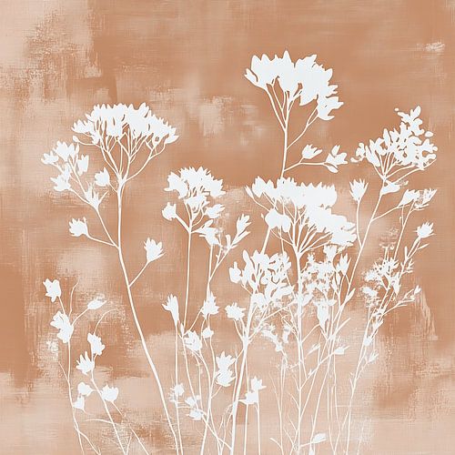 Fleurs blanches sur terre cuite