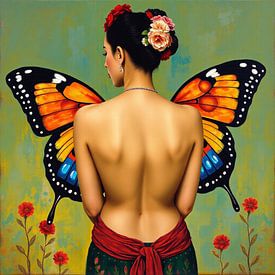 ButterflyWoman 1 | An image of a woman with colourful butterfly in front of her. by Wil Vervenne