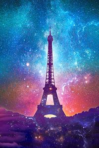 Eiffel Tower - Milky Way Collage