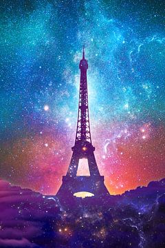 Eiffeltoren - Melkweg Collage van ArtDesignWorks