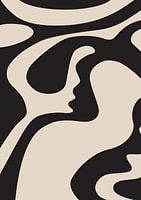Grafische kunst Simple All Over – Beige en zwart – Muur galerie - Japandi – Abstract