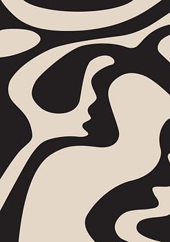 Art graphique Simple All Over - Beige et noir - Galerie murale - Japandi - Abstrait