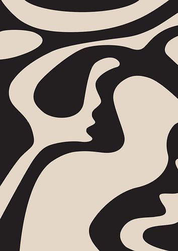 Grafik Einfach All Over - Beige und Schwarz - Wandgalerie - Japandi - Abstrakt