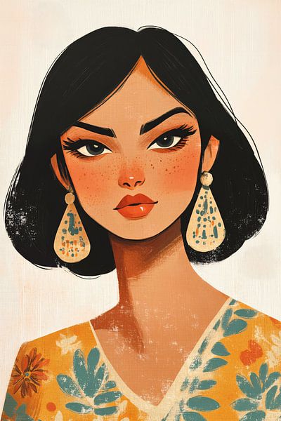 Portrait de femme avec boucles d'oreilles par Art & Soul Creations