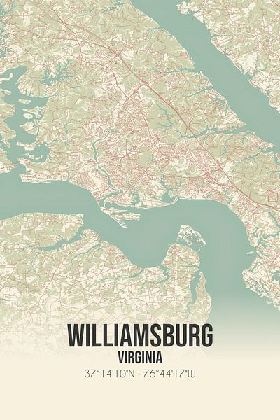 Vintage map of Williamsburg (Virginia), USA. by Prints of Place