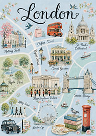 London – A Romantic Illustrated City Map von Green Nest