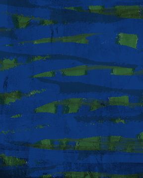 Blauwe en groene stipes. Kleurrijke abstracte moderne kunst. Pop van kleuren. van Dina Dankers