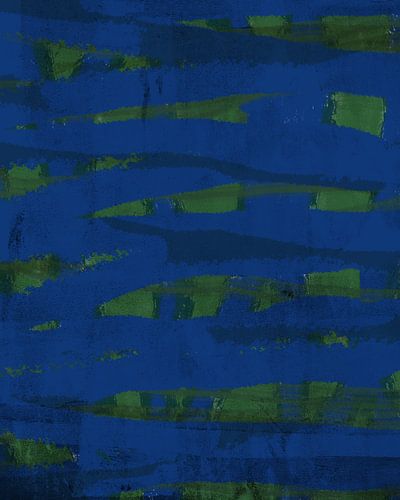 Blauwe en groene stipes. Kleurrijke abstracte moderne kunst. Pop van kleuren.
