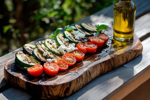 Gemengde gegrilde groenten met olijfolie