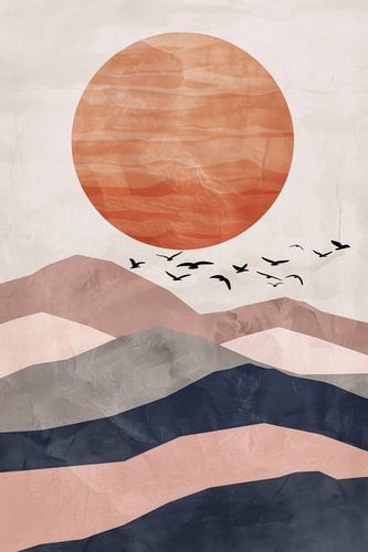 Zonsondergang in de woestijn - Minimalistische kunst