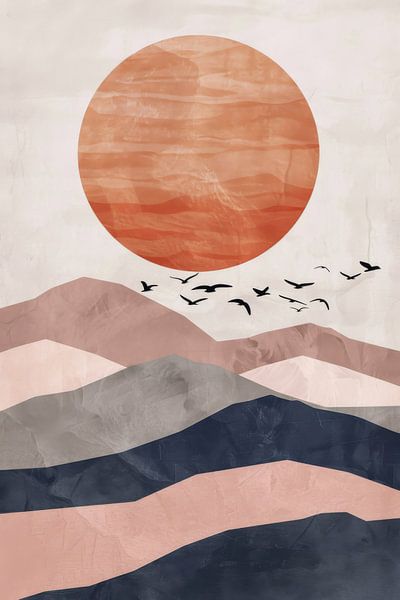 Sunset in the desert - Minimalist art by Poster Art Shop