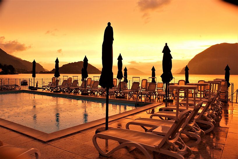Sunset at Lake Iseo Italy by Christel Smits