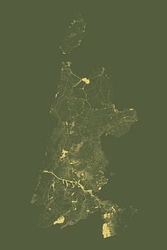 Wateren van Noord Holland in Groen en Goud van Maps Are Art