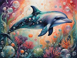 Dolphin and corals in colour spectacle