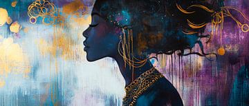 Colourful profile of a dreaming woman by Poster Art Shop