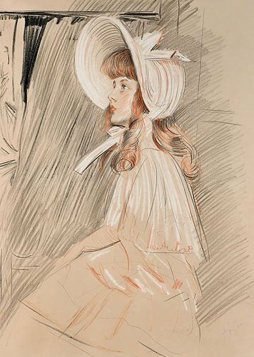 Paul César Helleu - Meisje kijkt omhoog