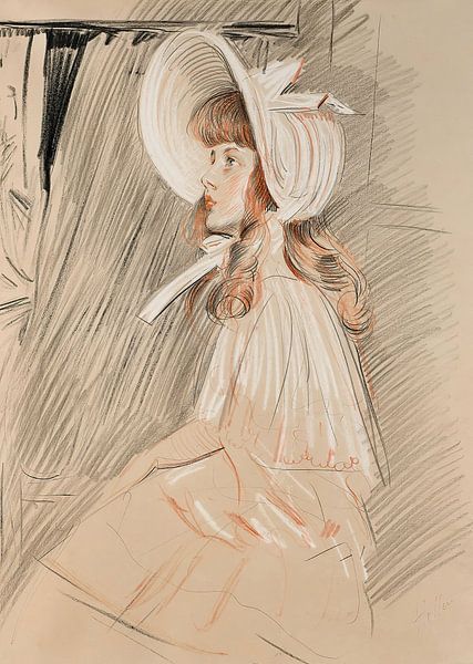 Paul César Helleu - Meisje kijkt omhoog van Peter Balan
