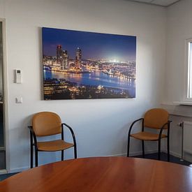 Klantfoto: Skyline Rotterdam - de Kuip  van Marco Schep, op canvas