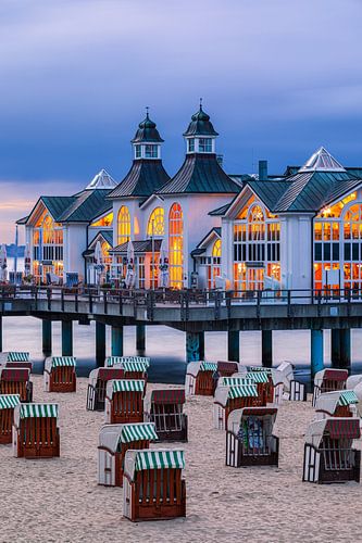 Zonsondergang Sellin Pier, Rügen, Duitsland