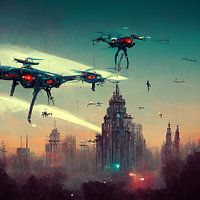 Drohne Stadt 2 futuristisch
