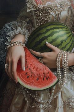 Viktorianische Dame mit Wassermelone