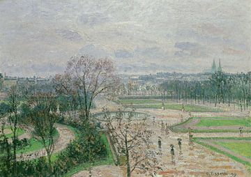 Camille Pissarro,De tuin van de Tuileries in regenachtig weer, 1