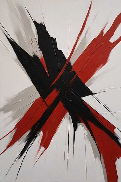 Dynamique abstraite en noir et rouge par Art & Soul Creations