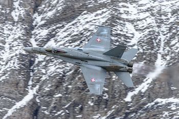F/A-18 in action at Axalp Fliegerschiessen Airshow.
