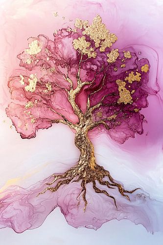 Abstracte boom met gouden accenten