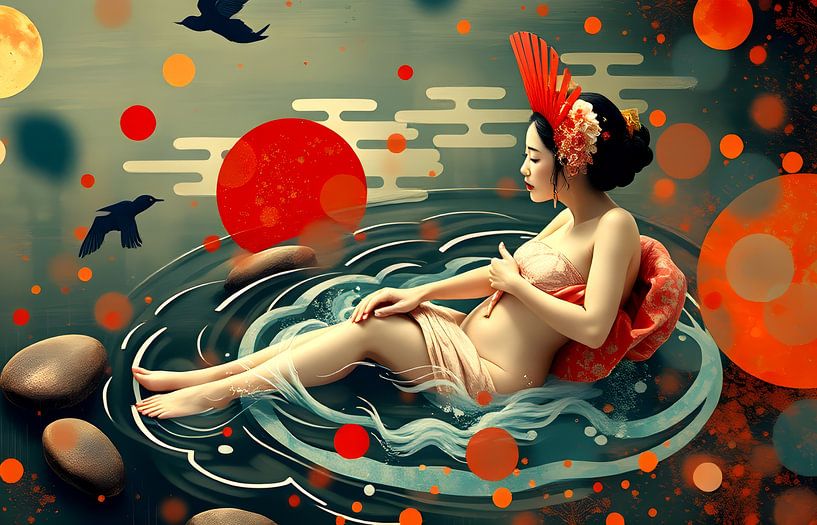 Japanische Badende Frau von Egon Zitter