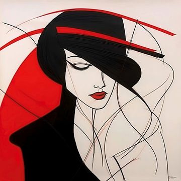 peinture minimaliste d'une femme sur Gelissen Artworks