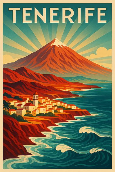 Tenerife Art Deco berg Teide Poster van Travel Shop
