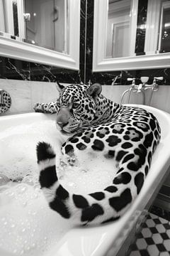 Elegante jaguar in de badkamer - een exotische badkamerfoto voor je toilet van Felix Brönnimann