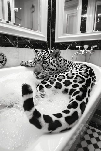 Elegante jaguar in de badkamer - een exotische badkamerfoto voor je toilet
