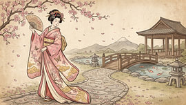 Anmutige Geisha unter Kirschblüten von my pixel art