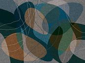 Blaue, grüne, braune, graue organische Formen. Moderne abstrakte retro geometrische Kunst von Dina Dankers Miniaturansicht
