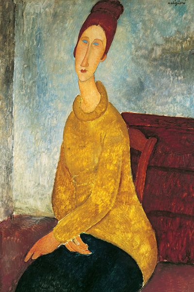 Amedeo Modigliani,Jeanne Hebuterne in yellow jersey by finemasterpiece