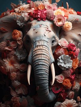 Sérénité fleurie | éléphant sur Eva Lee