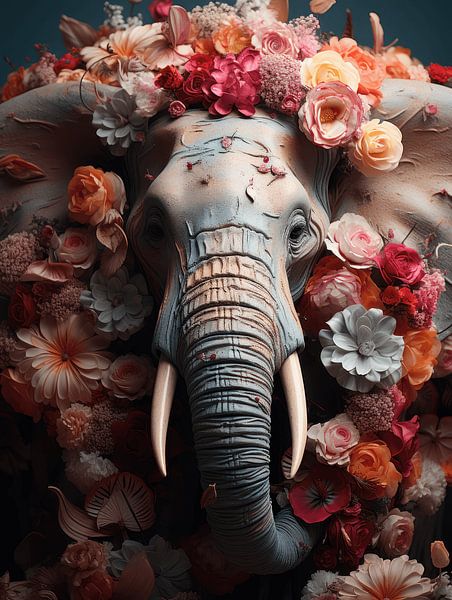 Sérénité fleurie | éléphant par Eva Lee