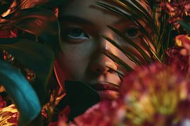 Botanische Kunst mit einer Frau