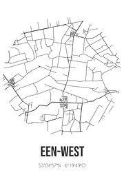 Een-West (Drenthe) | Carte | Noir et Blanc sur Affiches de lieux