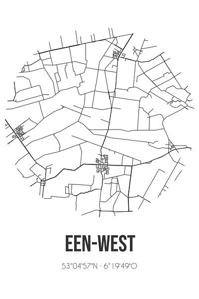Een-West (Drenthe) | Map | Black and white by Prints of Place