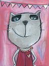 Kat Roze - Katten - Schilderij voor Kinderen van Atelier BuntePunkt thumbnail