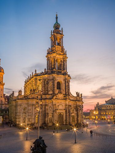 Dresden - Dresden Court Church bij zonsondergang
